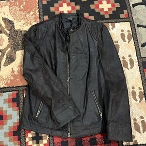 Womens genuine leather zip up jacket